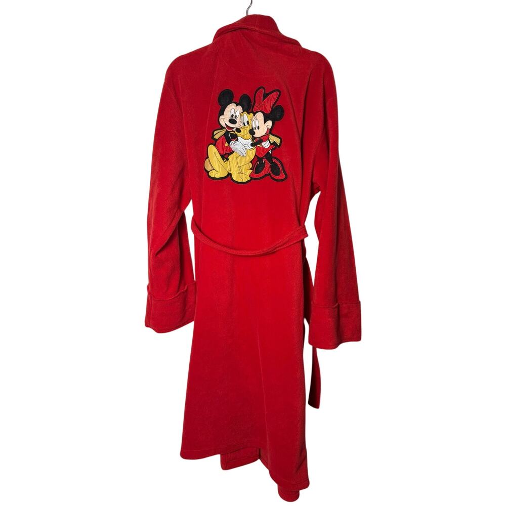 Disney Store XL Mickey Minnie Pluto Adult Bath Robe Red Trip Vacation Honeymoon